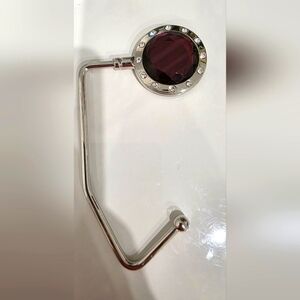 Elegant Silver and Brown Crystal Purse Hook